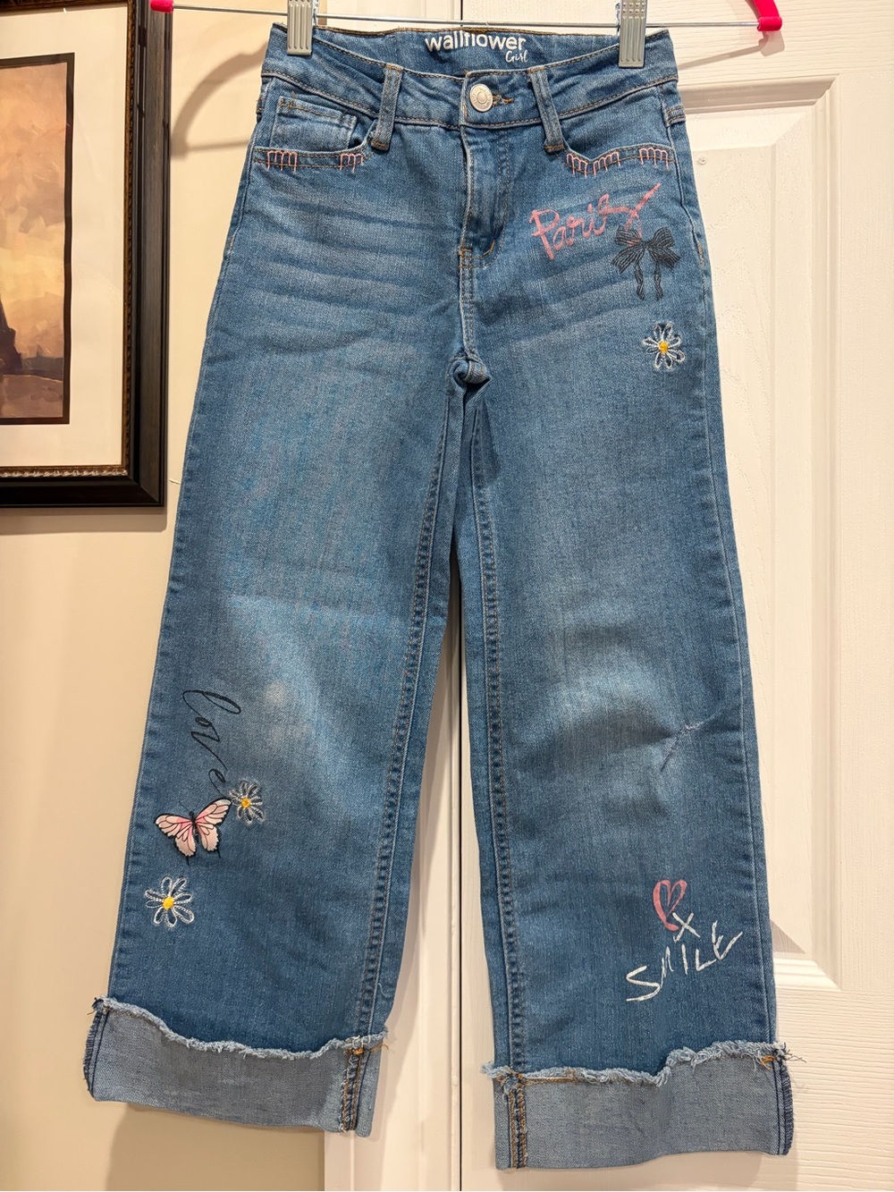 Wallflower Girl Blue Wide-Leg Jeans with Cuffs 👖🦋🌸